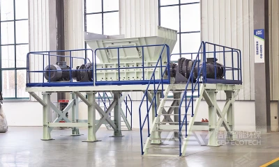 郑州洁普一体式双轴撕碎机 滴灌带再生的破局者